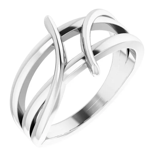 Sterling Silver 124 mm Freeform Bypass Ring TreasureFineJewelers Rings