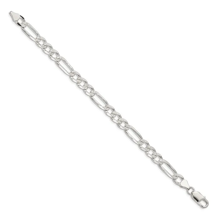 Sterling Silver 7mm Pav Flat Figaro Chain TreasureFineJewelers Rings