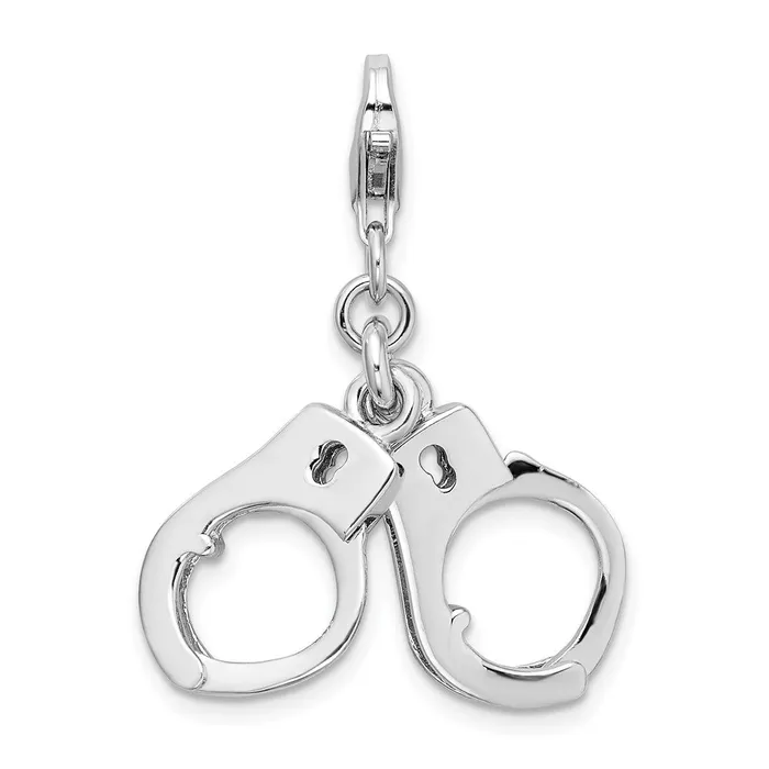 Sterling Silver Amore La Vita Rhodiumpl 3D Movable Hand Cuffs Charm TreasureFineJewelers Rings