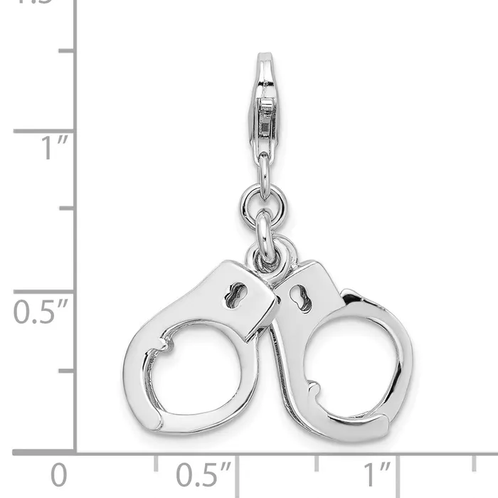 Sterling Silver Amore La Vita Rhodiumpl 3D Movable Hand Cuffs Charm TreasureFineJewelers Rings