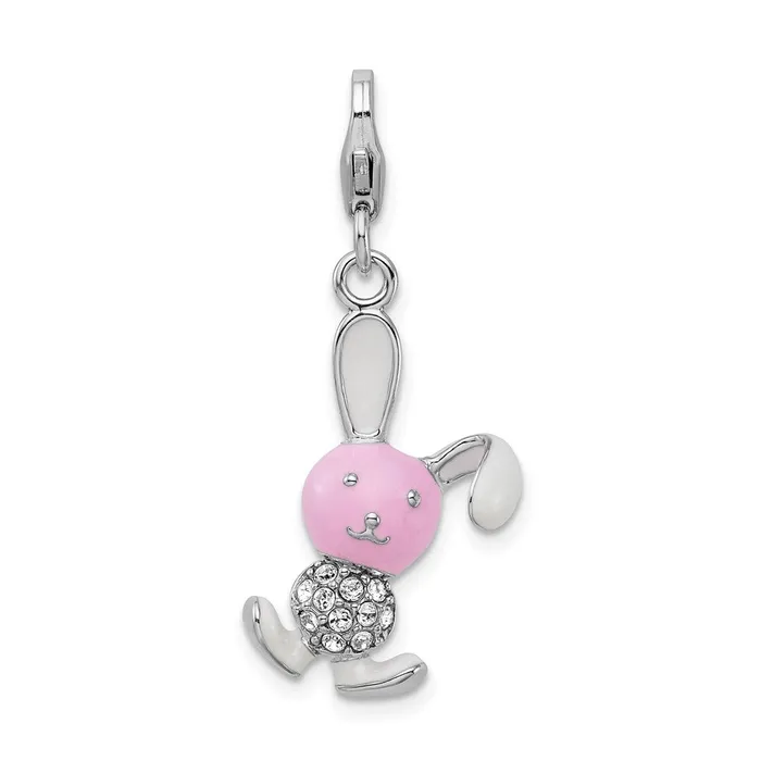 Sterling Silver Amore La Vita Rhodiumplated Enameled 3D Bunny Charm TreasureFineJewelers Rings