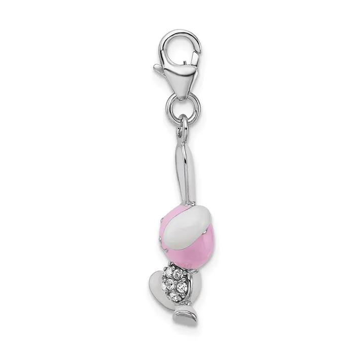 Sterling Silver Amore La Vita Rhodiumplated Enameled 3D Bunny Charm TreasureFineJewelers Rings
