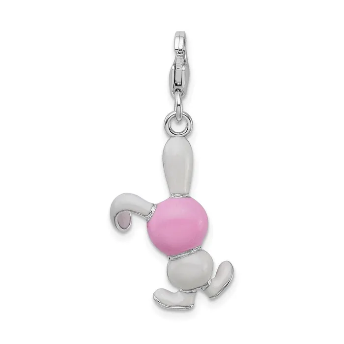Sterling Silver Amore La Vita Rhodiumplated Enameled 3D Bunny Charm TreasureFineJewelers Rings