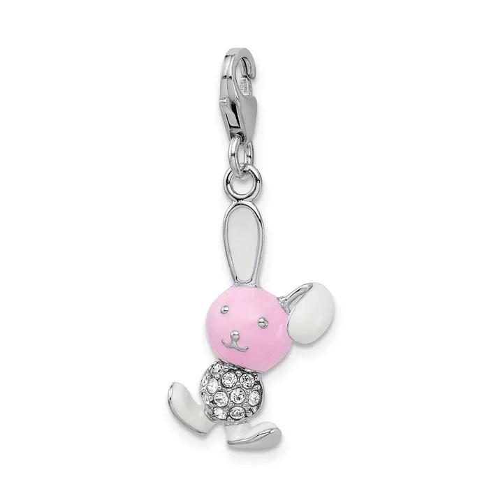 Sterling Silver Amore La Vita Rhodiumplated Enameled 3D Bunny Charm TreasureFineJewelers Rings