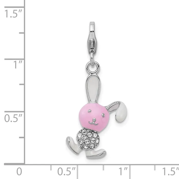 Sterling Silver Amore La Vita Rhodiumplated Enameled 3D Bunny Charm TreasureFineJewelers Rings