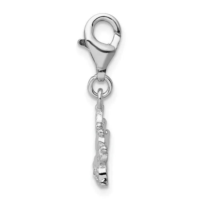 Sterling Silver Amore La Vita Rhodiumplated Polished CZ Crown Charm TreasureFineJewelers Rings