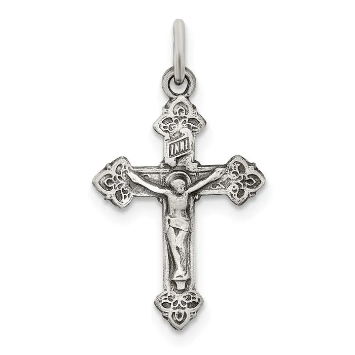 Sterling Silver Antiqued INRI Crucifix Pendant TreasureFineJewelers Necklaces Sterling Silver Antiqued INRI Crucifix Pendant TreasureFineJewelers Necklaces