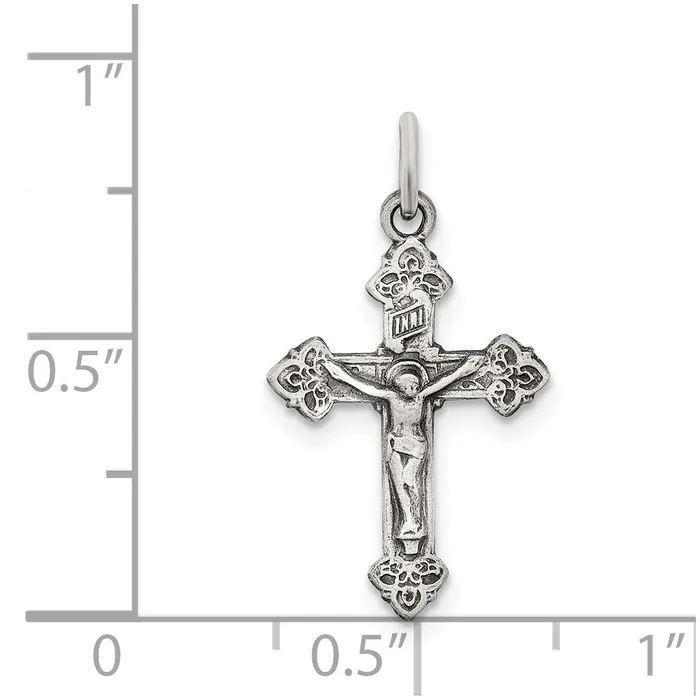 Sterling Silver Antiqued INRI Crucifix Pendant TreasureFineJewelers Necklaces