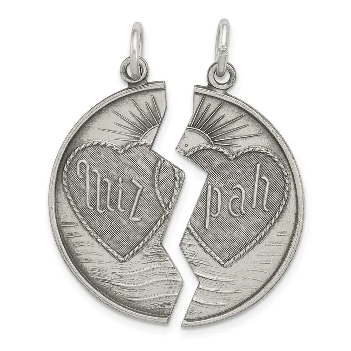 Sterling Silver Antiqued Mizpah Charm TreasureFineJewelers Rings