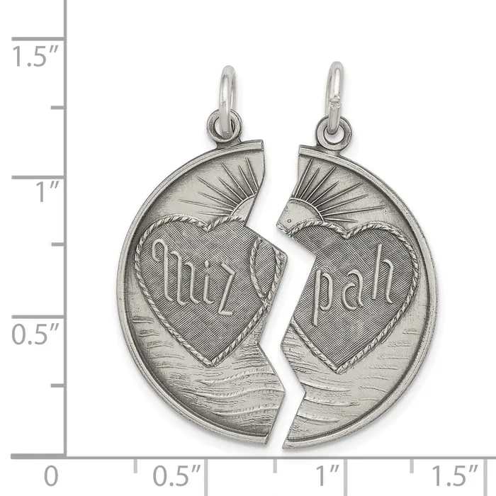 Sterling Silver Antiqued Mizpah Charm TreasureFineJewelers Rings
