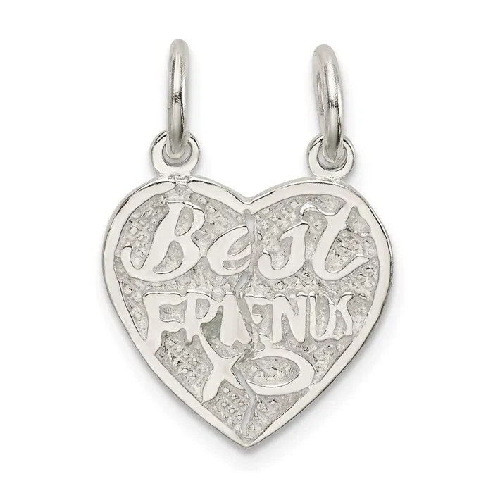 Sterling Silver Best Friends 2piece break apart Heart Charm TreasureFineJewelers Rings