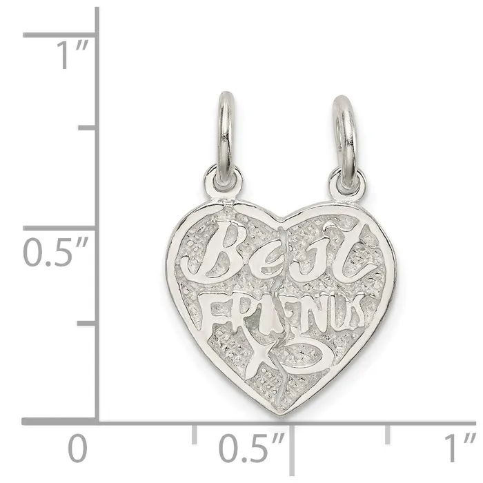 Sterling Silver Best Friends 2piece break apart Heart Charm TreasureFineJewelers Rings