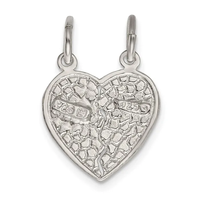 Sterling Silver Best Friends 2piece break apart Heart Charm TreasureFineJewelers Rings