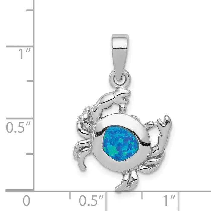 Sterling Silver Blue Inlay Created Opal Crab Pendant TreasureFineJewelers Necklaces