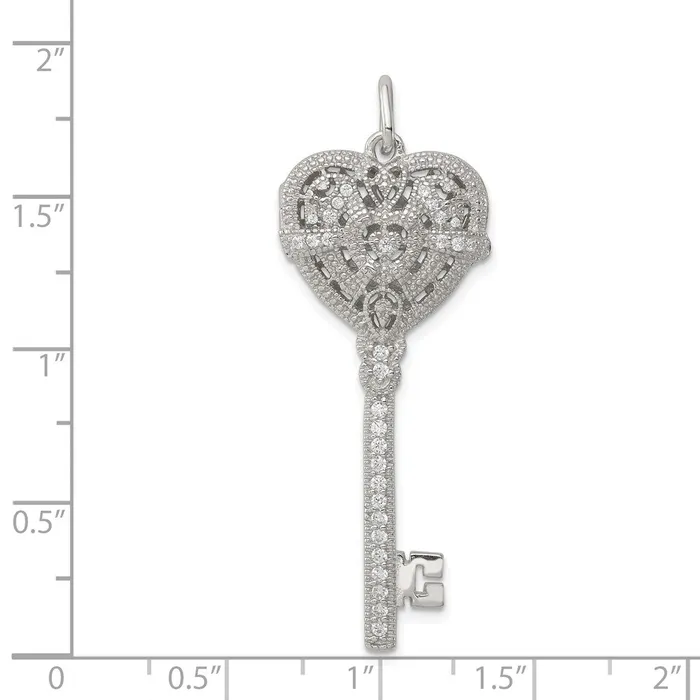Sterling Silver CZ Heart Key Locket TreasureFineJewelers Rings