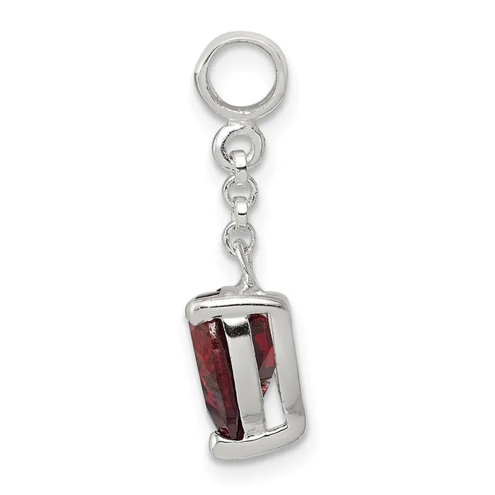 Sterling Silver Dark Red CZ Heart 12in Dangle Enhancer TreasureFineJewelers Rings