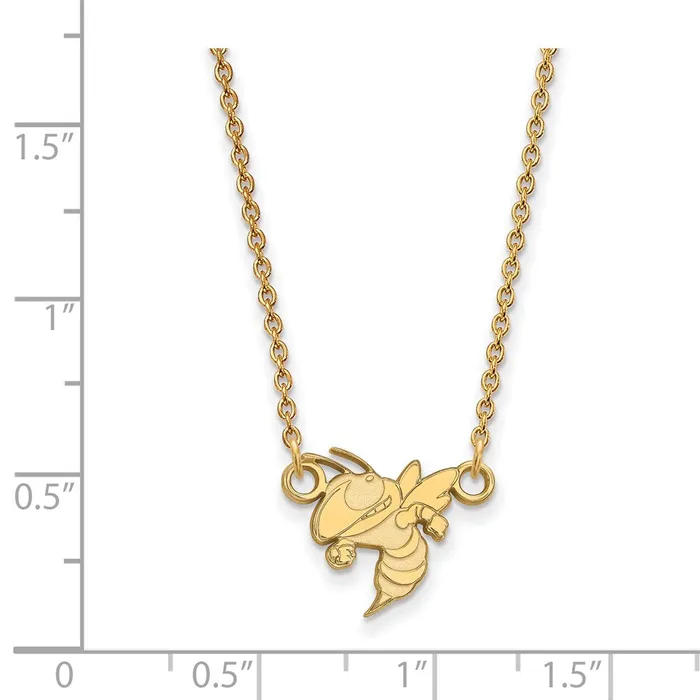 Sterling Silver Goldplated Georgia Institute of Technology Yellow Jacket Small Pendant 18 inch Necklace TreasureFineJewelers Necklaces
