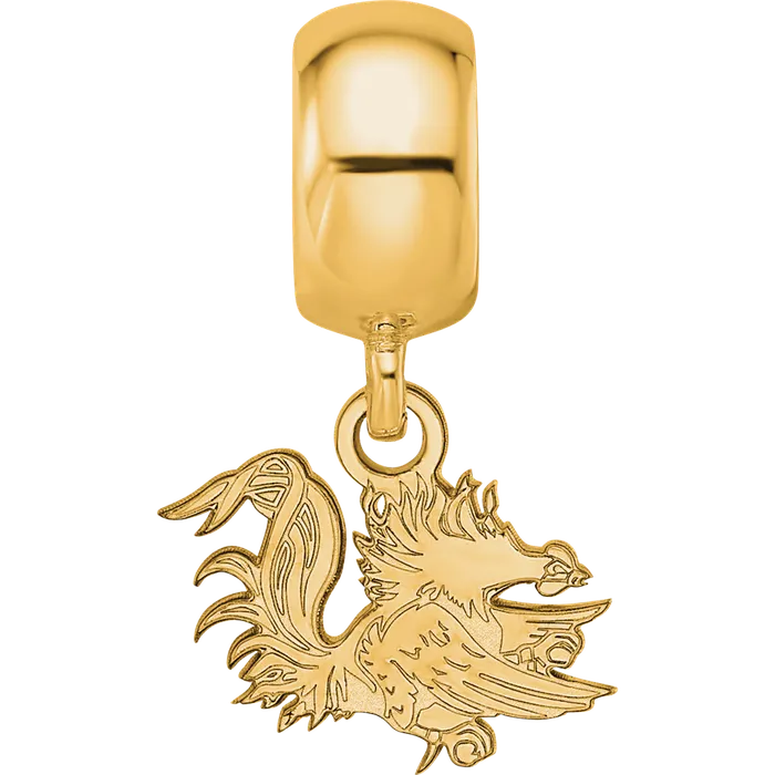 Sterling Silver Goldplated LogoArt University of South Carolina Gamecock Extra Small Dangle Bead Charm TreasureFineJewelers Rings