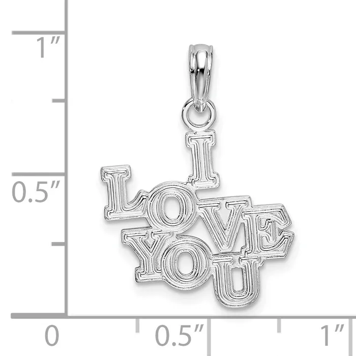 Sterling Silver Polished I LOVE YOU Pendant TreasureFineJewelers Necklaces