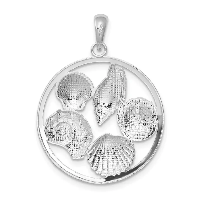 Sterling Silver Polished Shells Round Pendant TreasureFineJewelers Necklaces