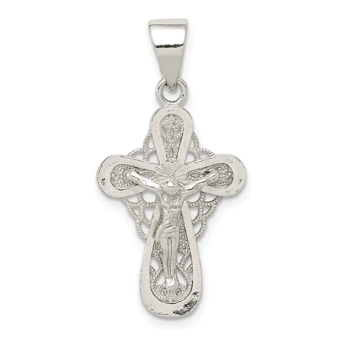 Sterling Silver Polished Small Crucifix Pendant TreasureFineJewelers Necklaces