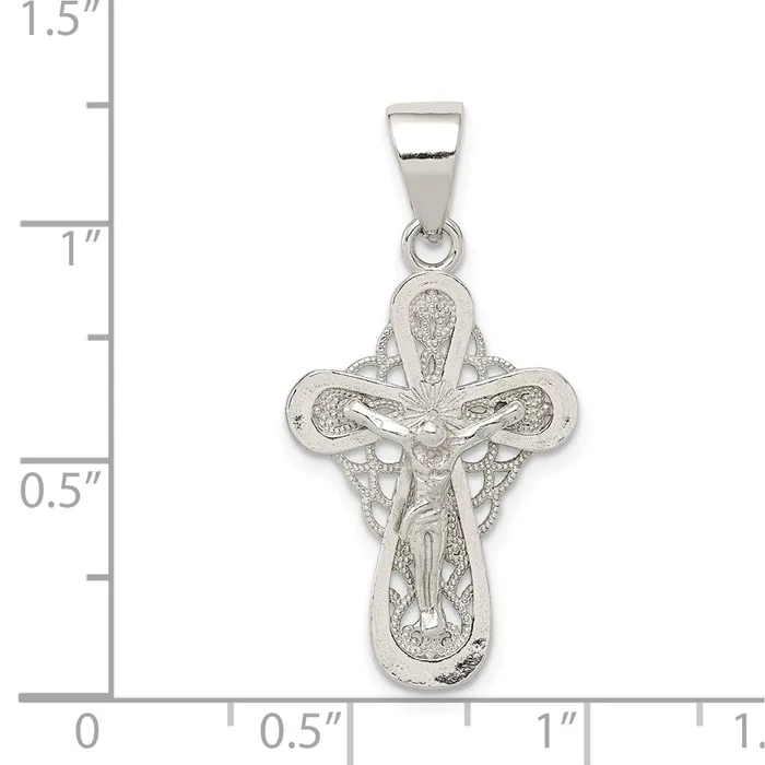 Sterling Silver Polished Small Crucifix Pendant TreasureFineJewelers Necklaces