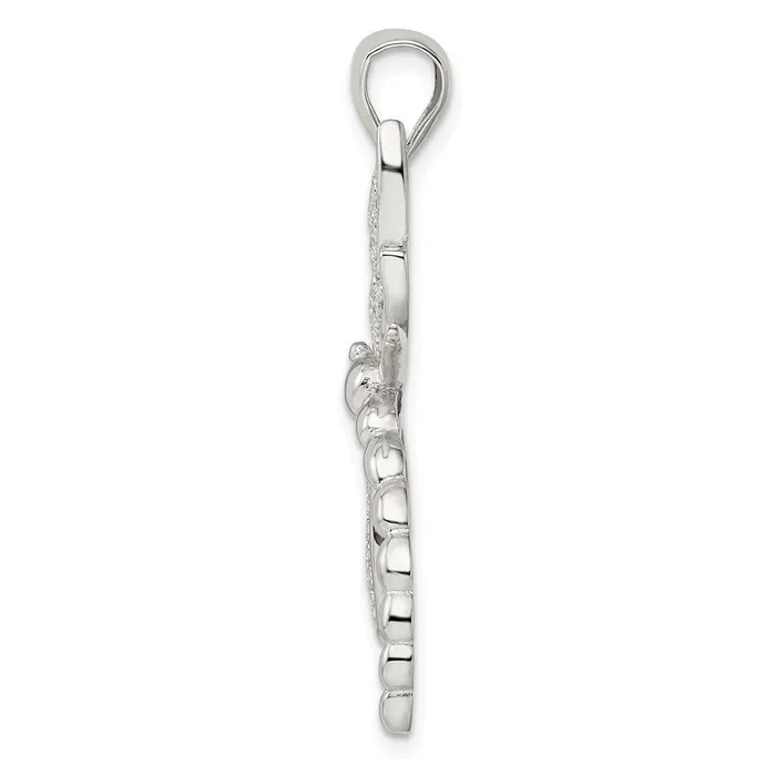 Sterling Silver Polished Textured Dragonfly Pendant TreasureFineJewelers Necklaces