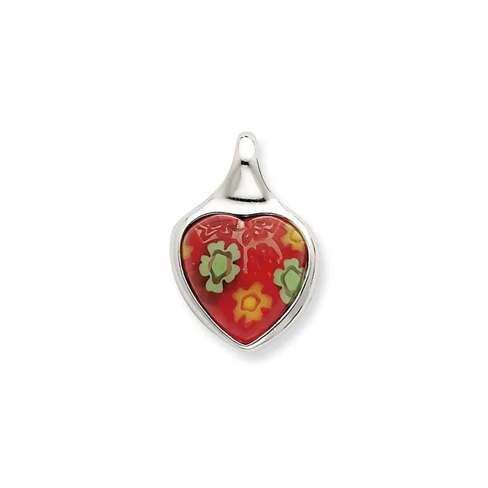 Sterling Silver Red Glass Polished Heart Pendant TreasureFineJewelers Necklaces Sterling Silver Red Glass Polished Heart Pendant TreasureFineJewelers Necklaces