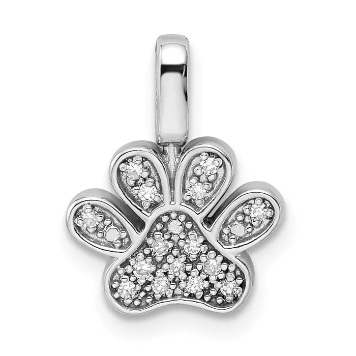 Sterling Silver Rhod 015ct Blk White Dia Reversible Pawprint Pendant TreasureFineJewelers Necklaces Sterling Silver Rhod 015ct Blk White Dia Reversible Pawprint Pendant TreasureFineJewelers Necklaces