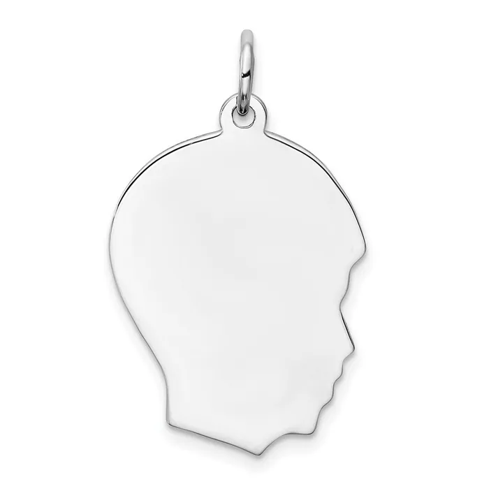 Sterling Silver Rhodplate Eng Boy Disc Charm Polish on FrontBack TreasureFineJewelers Rings