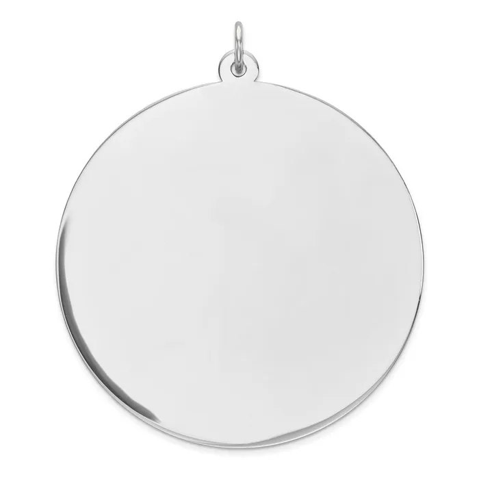 Sterling Silver Rhodplated Eng Rnd Polish FrontBack Disc Charm TreasureFineJewelers Rings