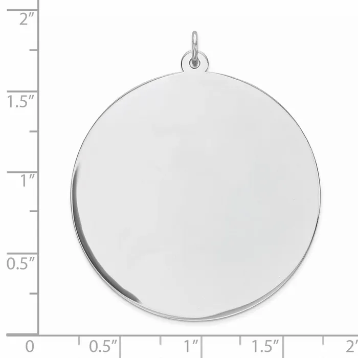 Sterling Silver Rhodplated Eng Rnd Polish FrontBack Disc Charm TreasureFineJewelers Rings