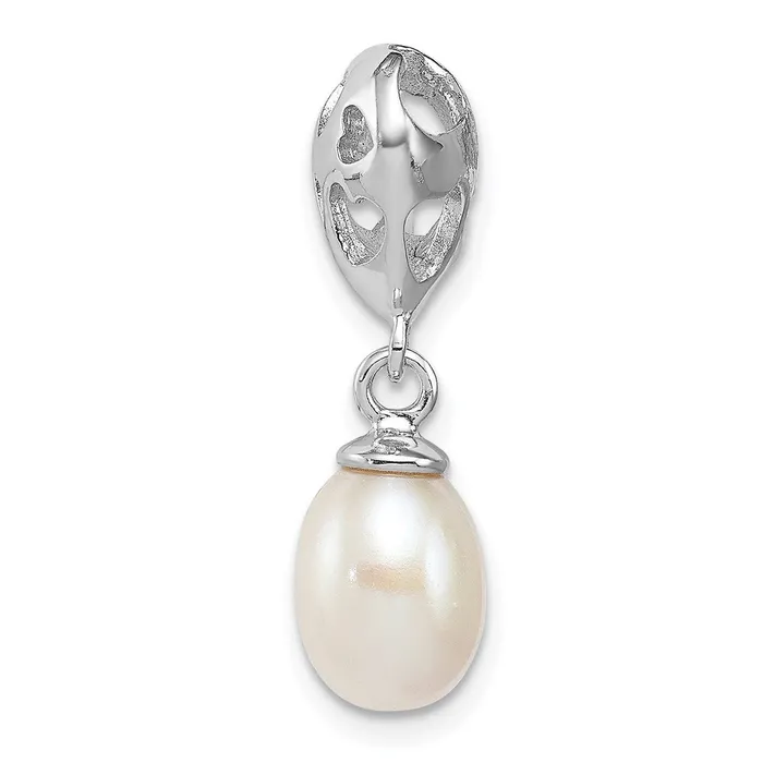 Sterling Silver Rhod Plated Heart White FW Cultured Pearl Slide TreasureFineJewelers Rings