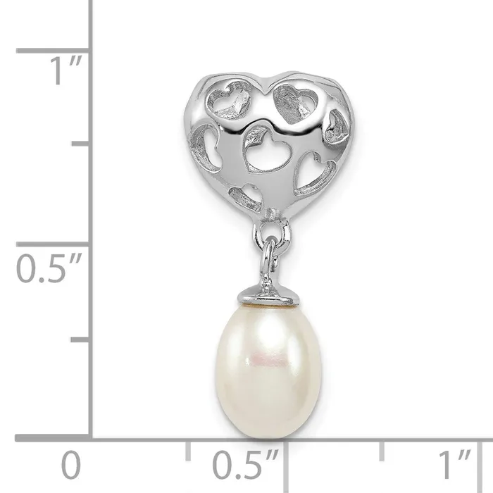 Sterling Silver Rhod Plated Heart White FW Cultured Pearl Slide TreasureFineJewelers Rings