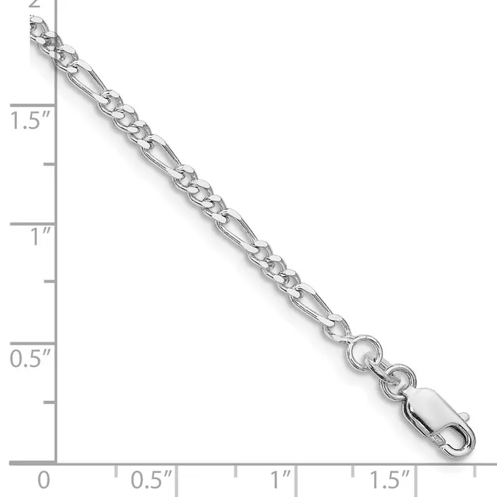 Sterling Silver Rhodiumplated 25mm Figaro Chain Anklet TreasureFineJewelers Rings