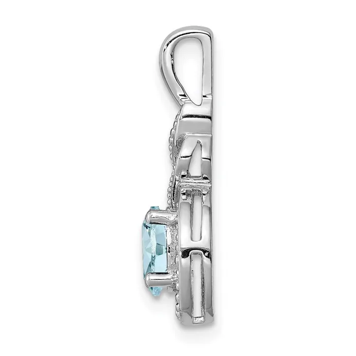 Sterling Silver Rhodiumplated Aquamarine Diam Pendant TreasureFineJewelers Necklaces