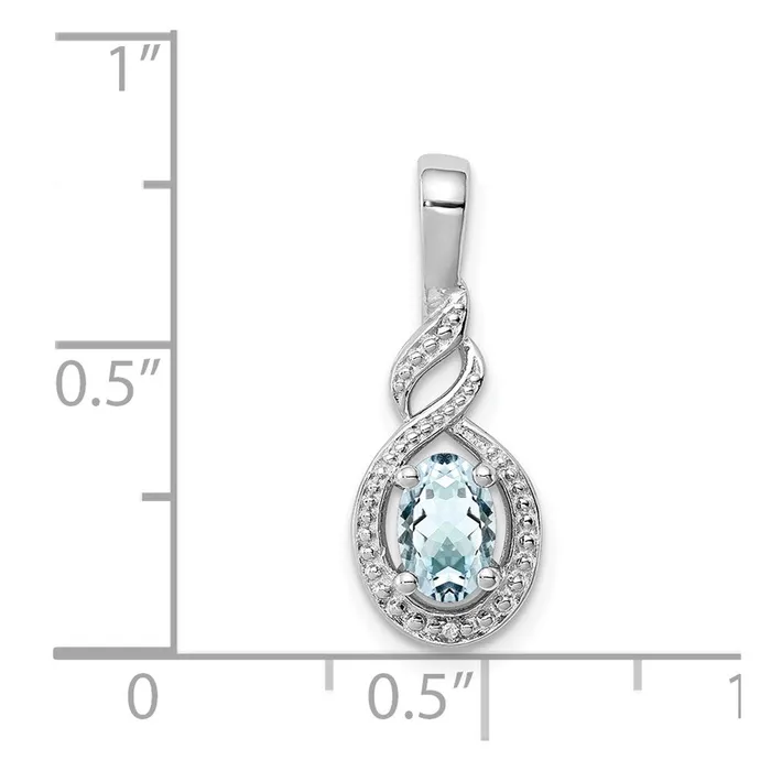 Sterling Silver Rhodiumplated Aquamarine Diam Pendant TreasureFineJewelers Necklaces