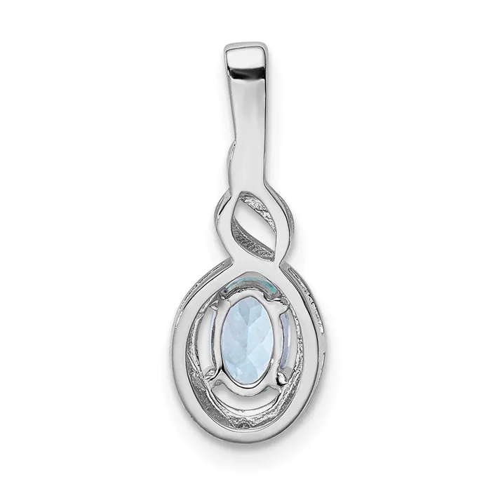 Sterling Silver Rhodiumplated Aquamarine Diam Pendant TreasureFineJewelers Necklaces