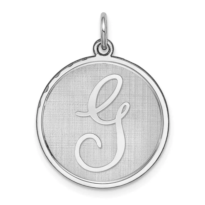 Sterling Silver Rhodiumplated Brocaded Letter G Initial Charm TreasureFineJewelers Necklaces Sterling Silver Rhodiumplated Brocaded Letter G Initial Charm TreasureFineJewelers Necklaces