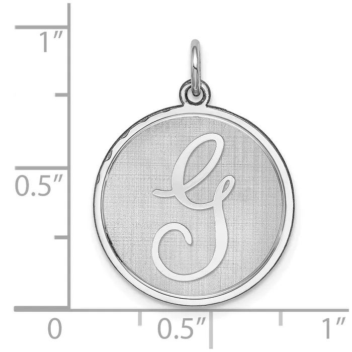 Sterling Silver Rhodiumplated Brocaded Letter G Initial Charm TreasureFineJewelers Necklaces