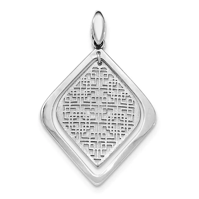Sterling Silver Rhodiumplated BrushedPolished Pendant TreasureFineJewelers Necklaces Sterling Silver Rhodiumplated BrushedPolished Pendant TreasureFineJewelers Necklaces