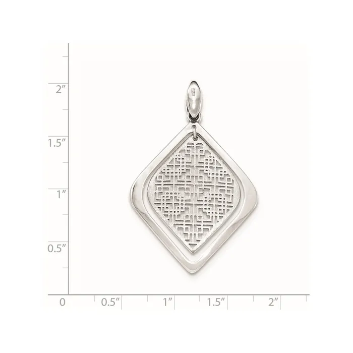 Sterling Silver Rhodiumplated BrushedPolished Pendant TreasureFineJewelers Necklaces