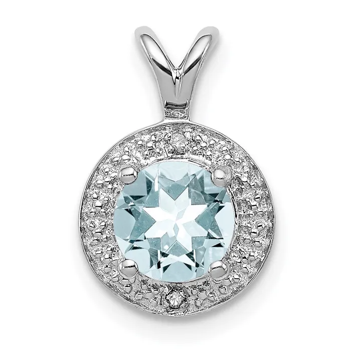 Sterling Silver Rhodiumplated Diam Aquamarine Pendant TreasureFineJewelers Necklaces Sterling Silver Rhodiumplated Diam Aquamarine Pendant TreasureFineJewelers Necklaces