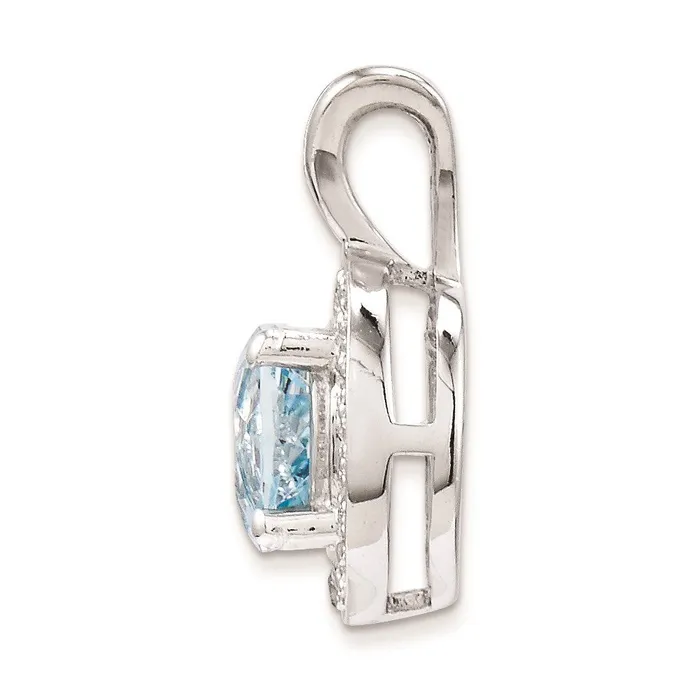 Sterling Silver Rhodiumplated Diam Aquamarine Pendant TreasureFineJewelers Necklaces