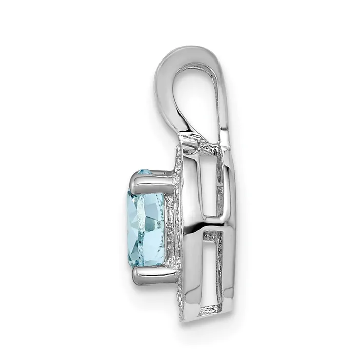 Sterling Silver Rhodiumplated Diam Aquamarine Pendant TreasureFineJewelers Necklaces