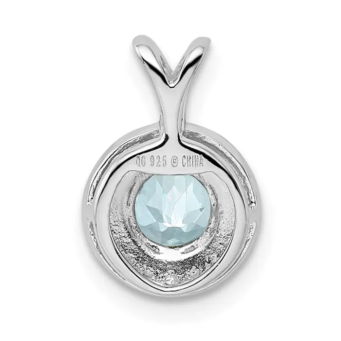Sterling Silver Rhodiumplated Diam Aquamarine Pendant TreasureFineJewelers Necklaces