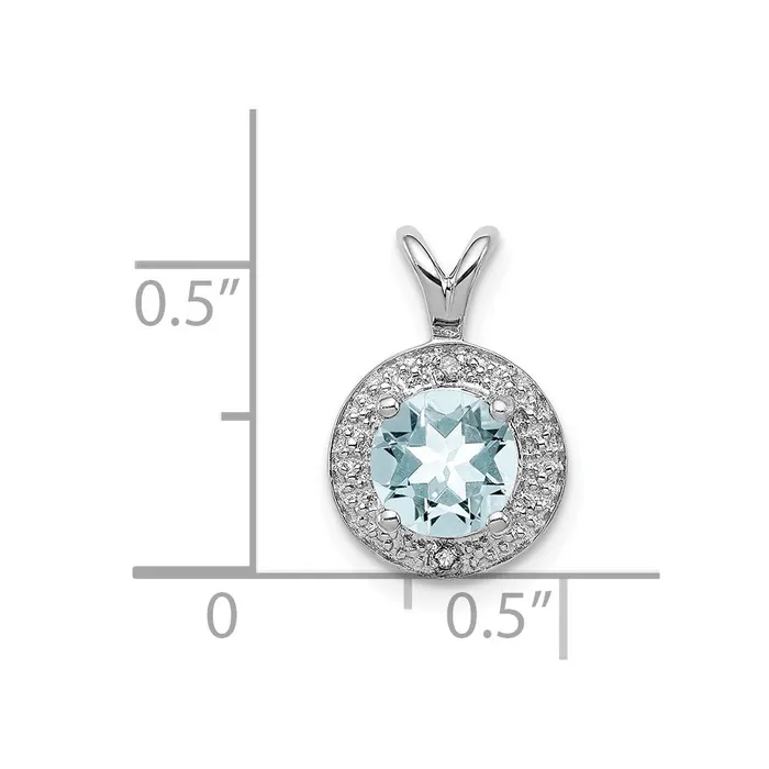 Sterling Silver Rhodiumplated Diam Aquamarine Pendant TreasureFineJewelers Necklaces