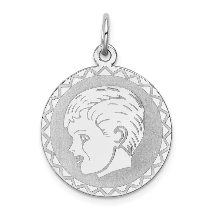 Sterling Silver Rhodiumplated Engraveable Boy Disc Charm TreasureFineJewelers Rings