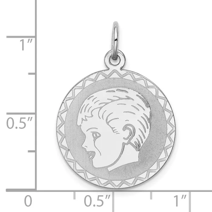 Sterling Silver Rhodiumplated Engraveable Boy Disc Charm TreasureFineJewelers Rings