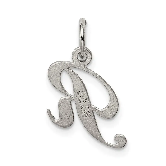 Sterling Silver Rhodiumplated Fancy Script Letter R Initial Charm TreasureFineJewelers Necklaces